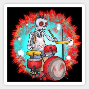 Cool Skeleton Drumming Skull Magnet